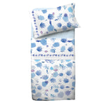 Completo letto Pompea Oceano lenzuola sopra sotto con angoli federa blu