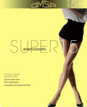 Collant velato Omsa super 15 den elasticizzato lycra 5 paia