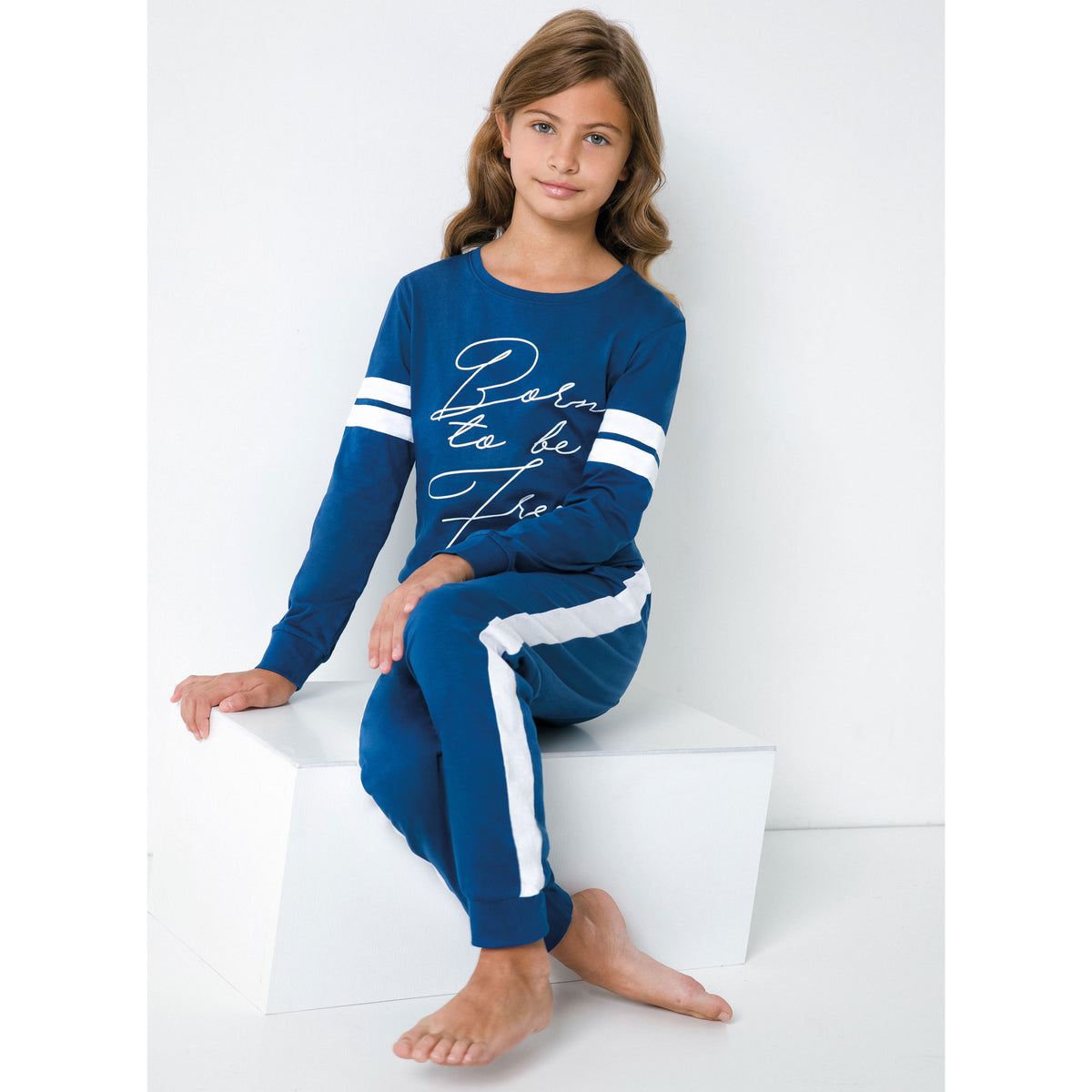Pigiama bimba tuta bambina Jadea cotone P2006 blu