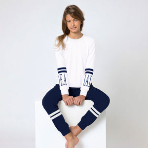 Pigiama bambina ragazza Jadea P2018 cotone bianco blu