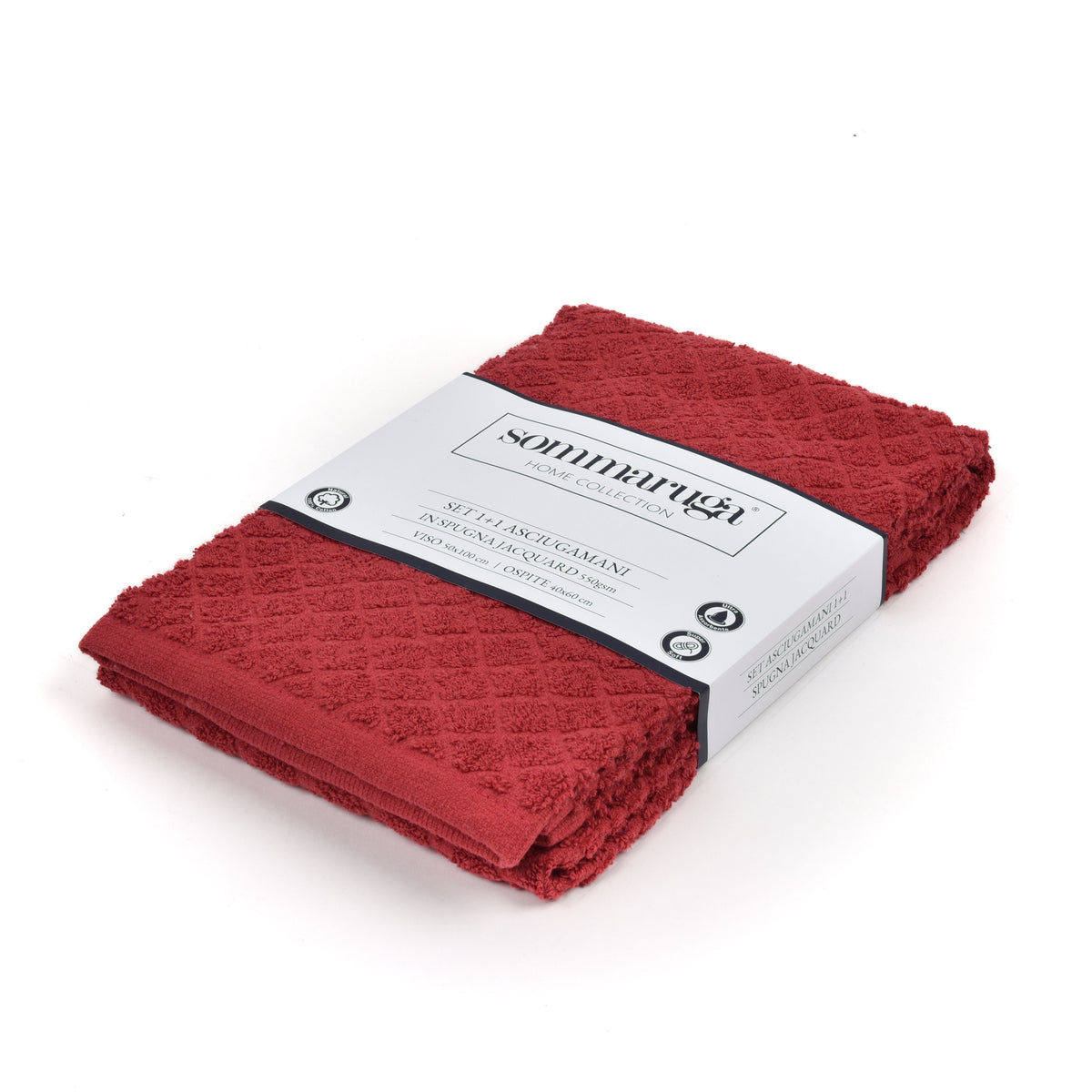 Set asciugamani visto + ospite sommaruga Jacquard 550gsm Bordeaux