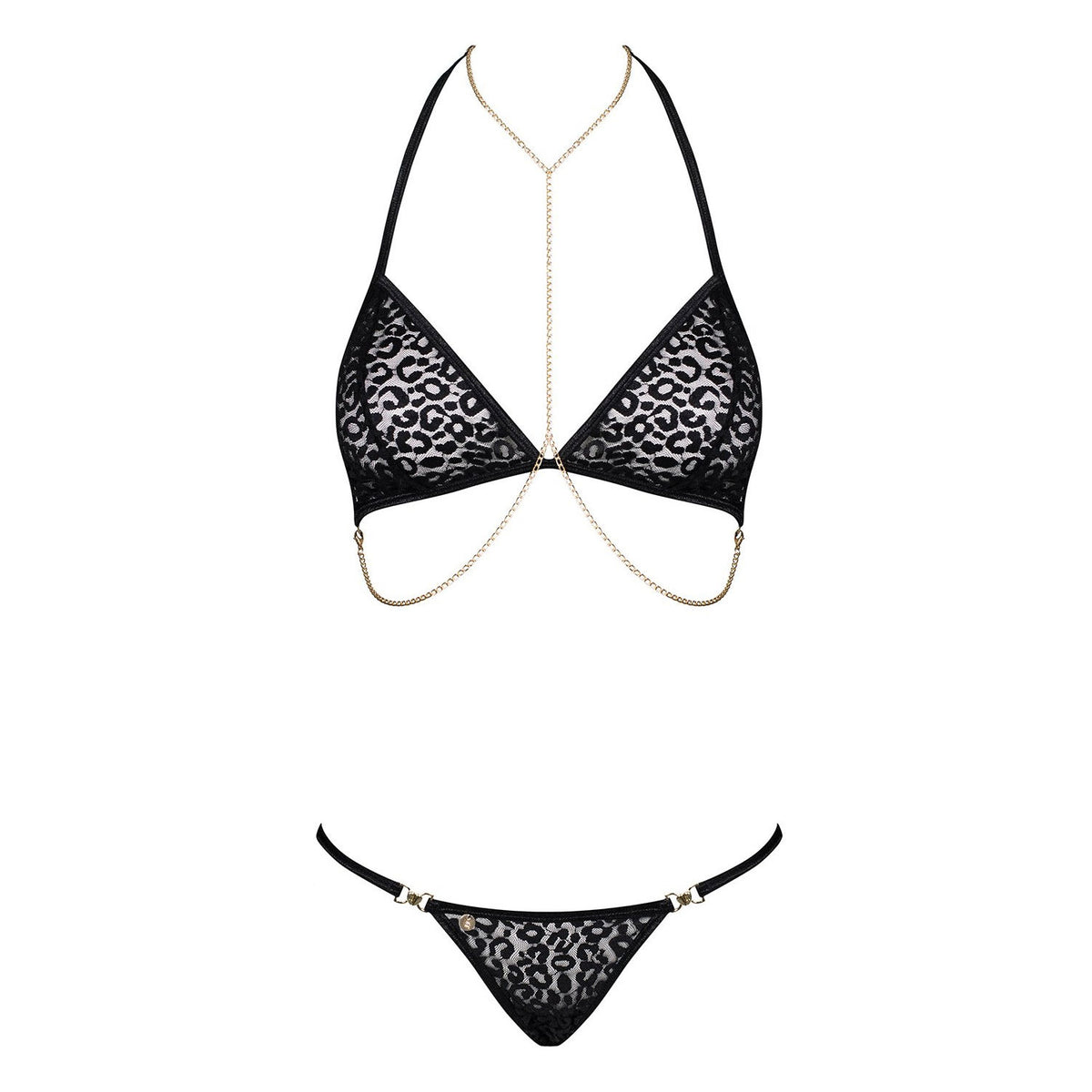 Sexy set reggiseno + perizoma Obsessive Pantheria 2 pcs catene