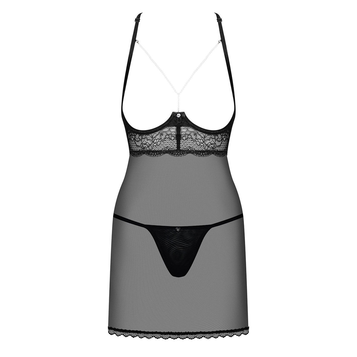 Sexy sottoveste seno scoperto+ perizoma Obsessive Pearlove chemise e thong 2 pz