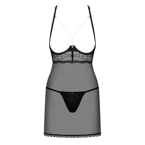 Sexy sottoveste seno scoperto+ perizoma Obsessive Pearlove chemise e thong 2 pz