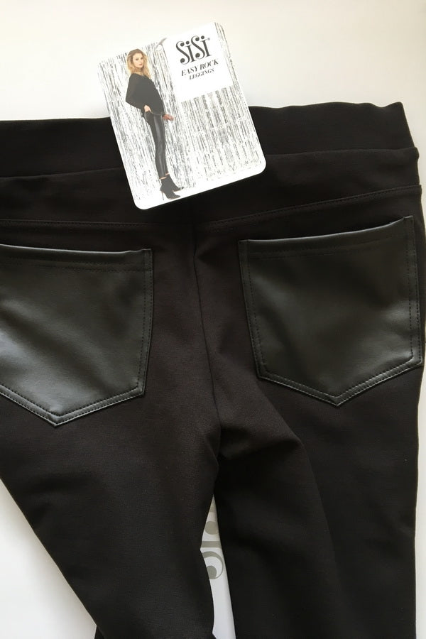 Leggins donna Sisi Easy Rock eco pelle nero