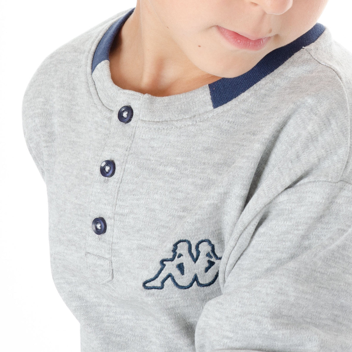 Pigiama bambino ragazzo caldo cotone Kappa 21262Y grigio melange