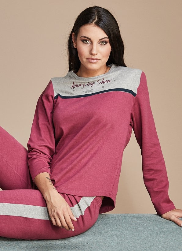 Pigiama donna Biancaluna 3005IN lungo caldo cotone