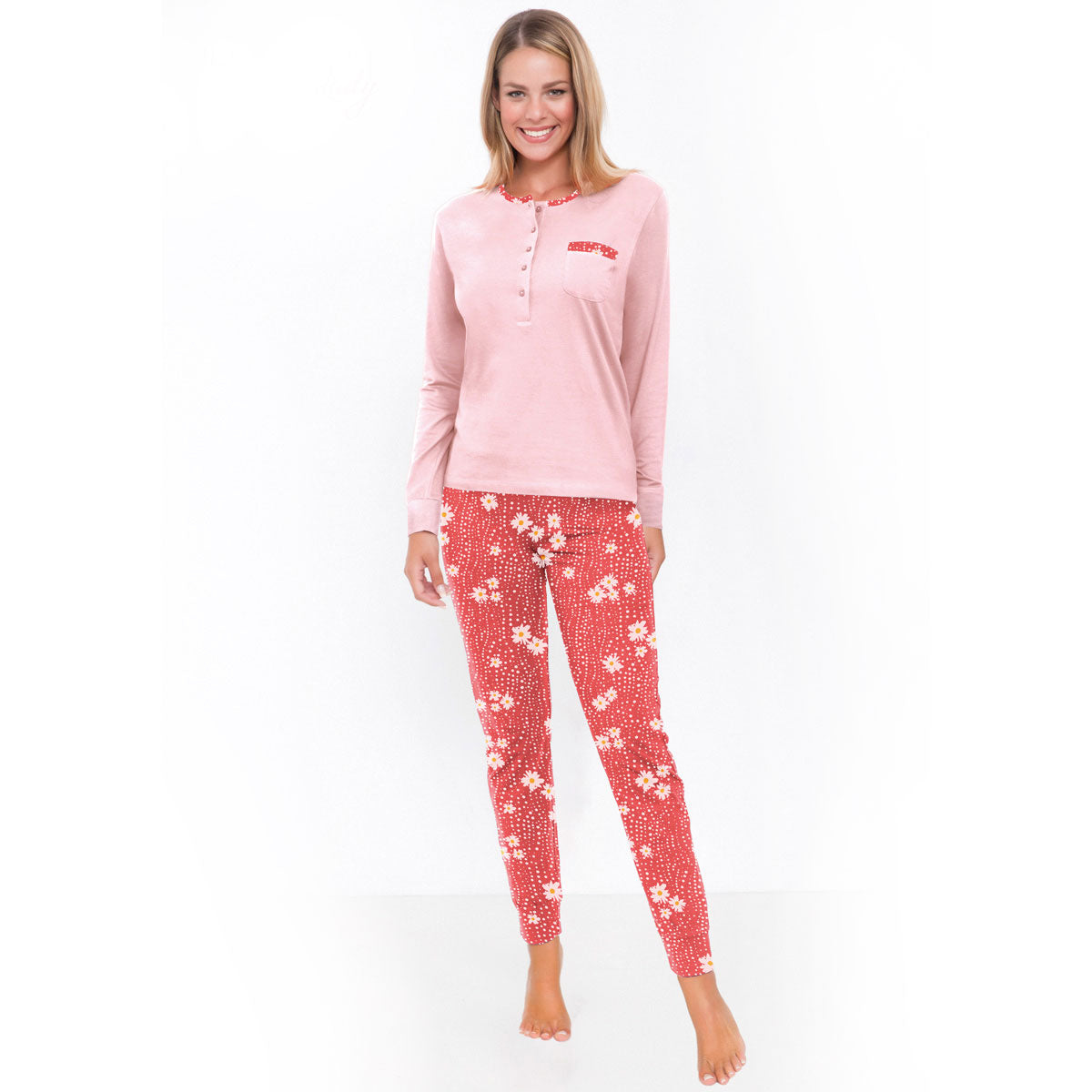 Pigiama donna rosa lungo leggero Il granchio GP5001 