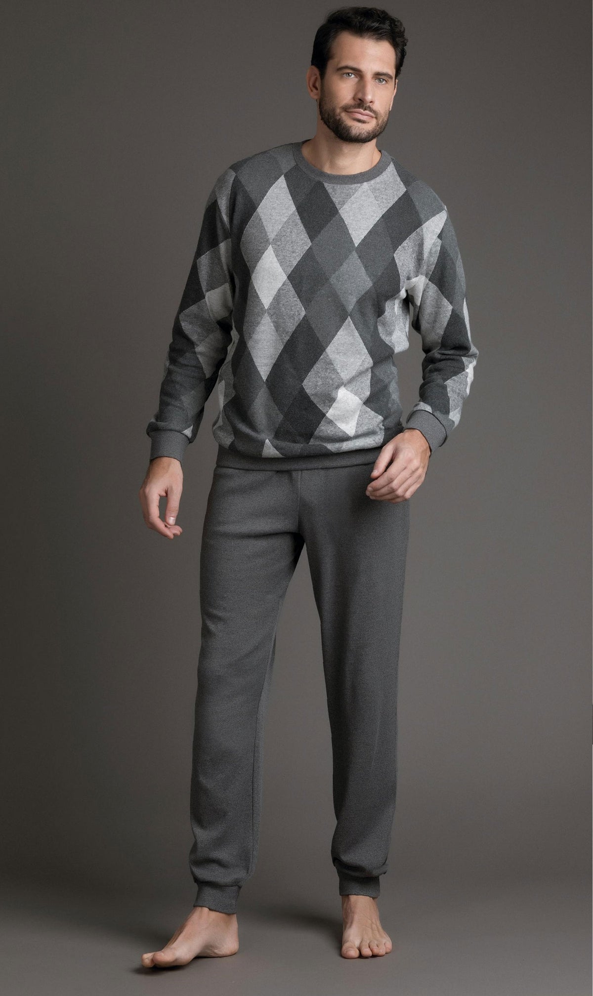 Pigiama uomo Enrico Coveri EP6098 grigio caldo cotone