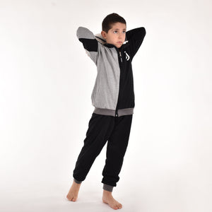 Pigiama tuta bambino Juventus zip cotone felpato B2JU15118 grigio melange