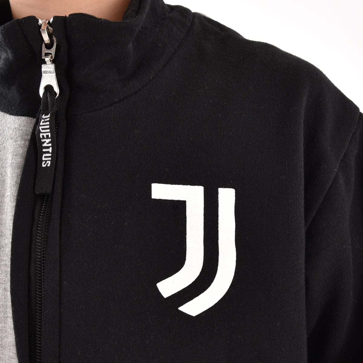 Pigiama tuta bambino Juventus zip cotone felpato B2JU15118 grigio melange