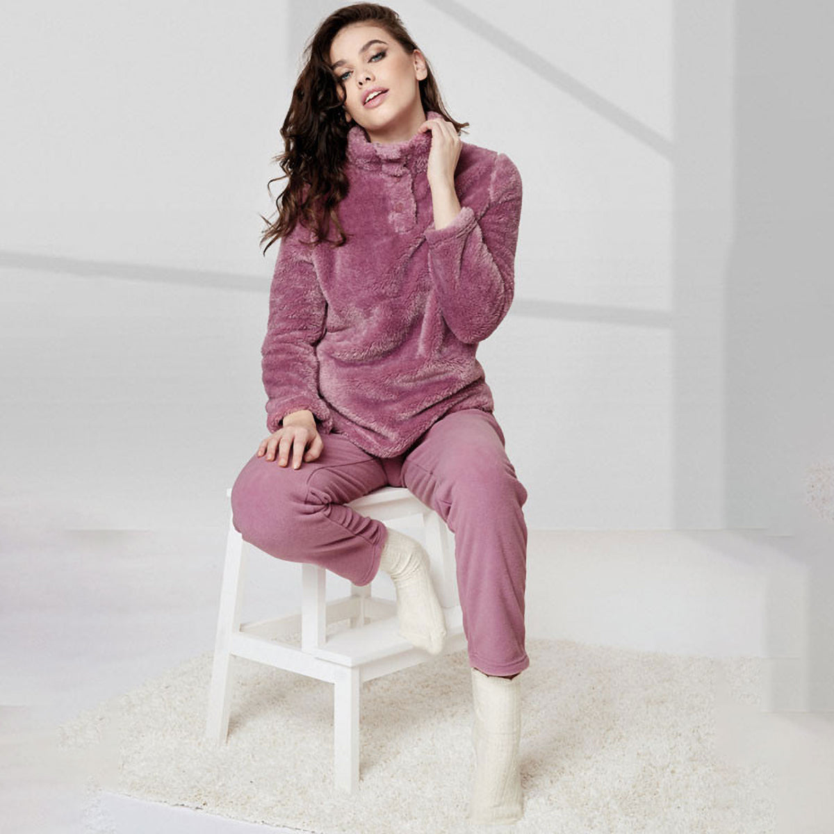 Pigiama donna serafino coral spesso Infiore FU2651493