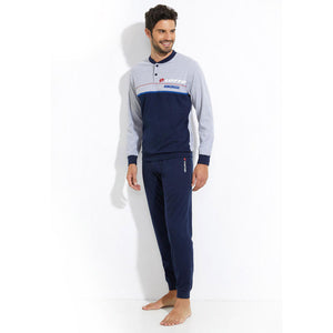 Pigiama uomo cotone leggero Lotto grigio blu LP1046