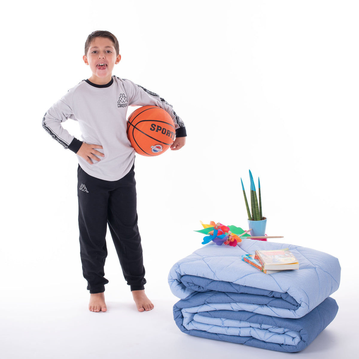 Pigiama bambino Kappa 21271Y caldo cotone grigio melange