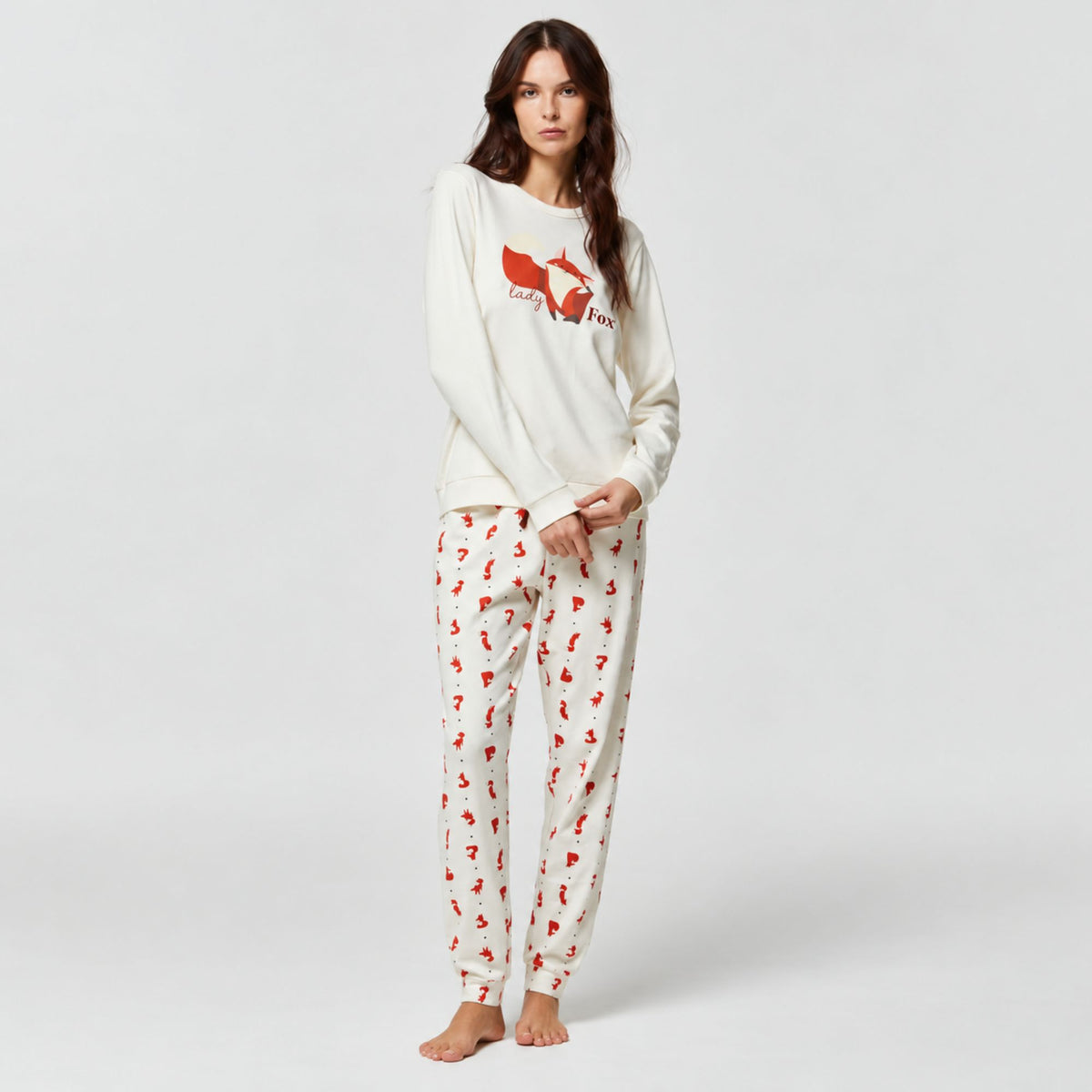 Pigiama donna caldo cotone volpe Pompea fox lady