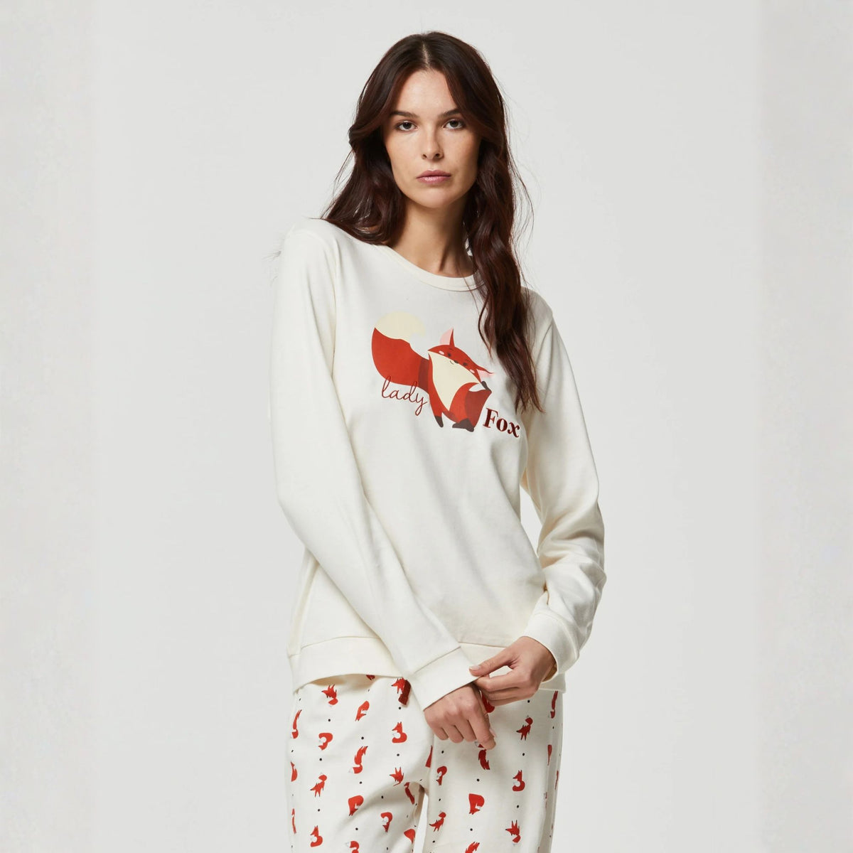 Pigiama donna caldo cotone volpe Pompea fox lady
