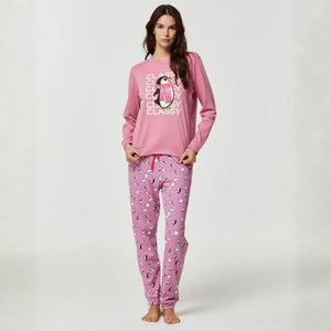Pigiama donna in caldo cotone pinguini Pompea