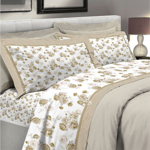 Lenzuola letto 100% cotone percalle D17 Preziosa Portovenere sabbia