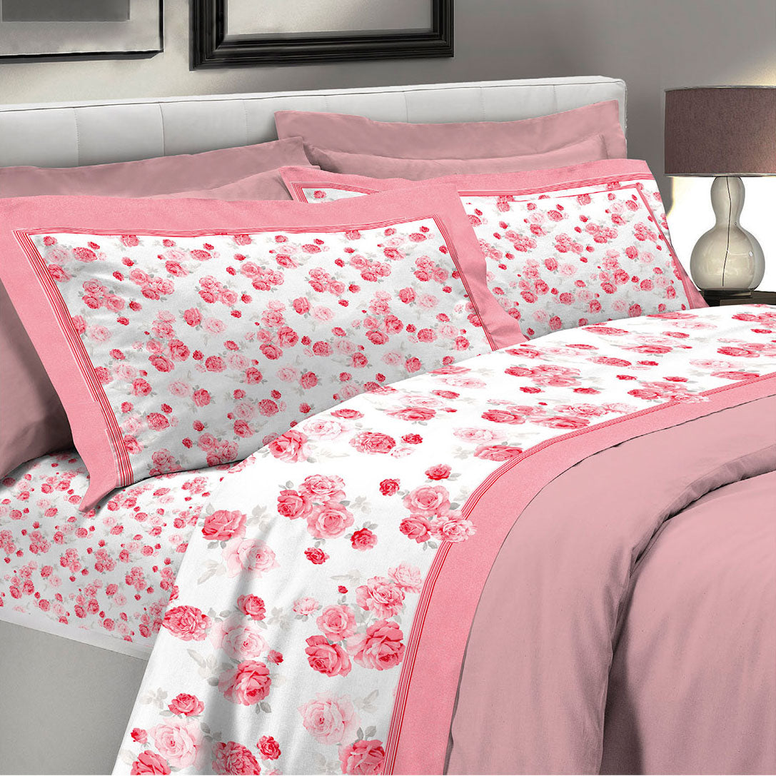 Lenzuola letto 100% cotone percalle D17 Preziosa Portovenere corallo