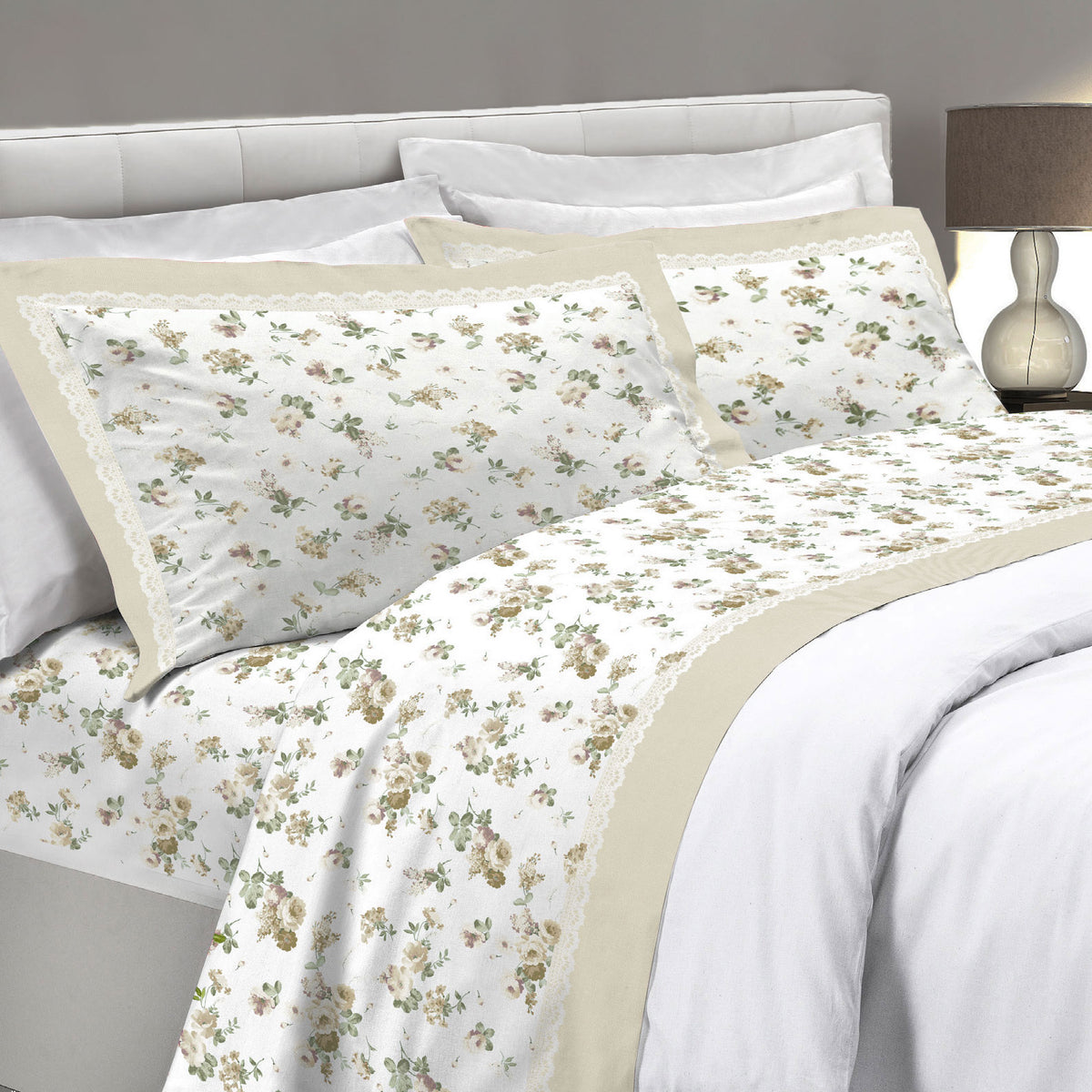 Lenzuola matrimoniali 2 piazze cotone Preziosa Portovenere 15 beige