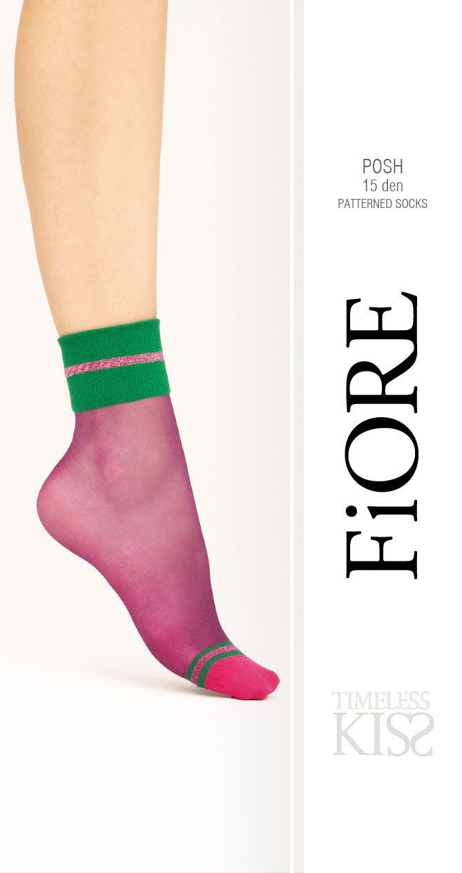 Calzino 15 denari verde e viola Fiore Posh 