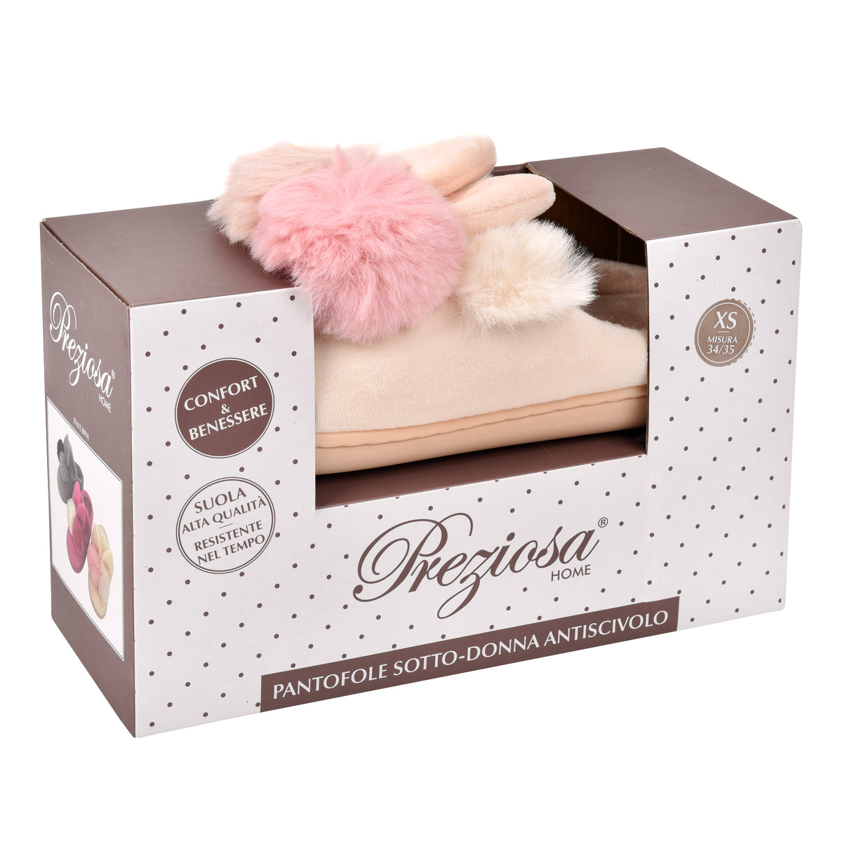 Pantofole bambina invernali antiscivolo calde Preziosa 0094 coniglietto beige