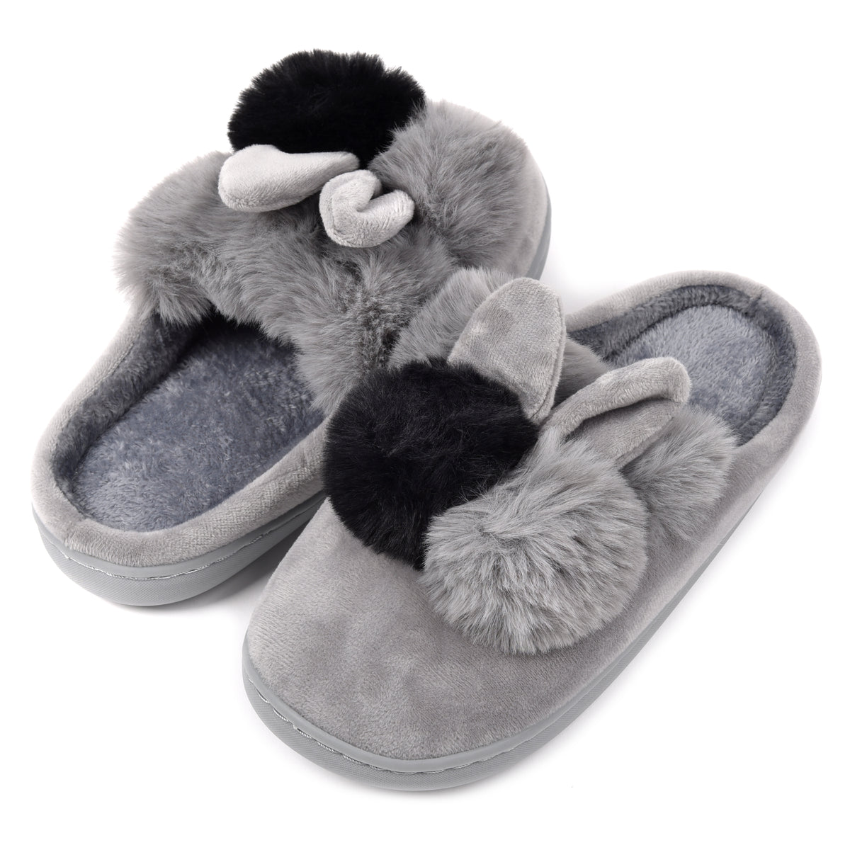 Pantofole bambina invernali antiscivolo calde Preziosa 0094 coniglietto grigio