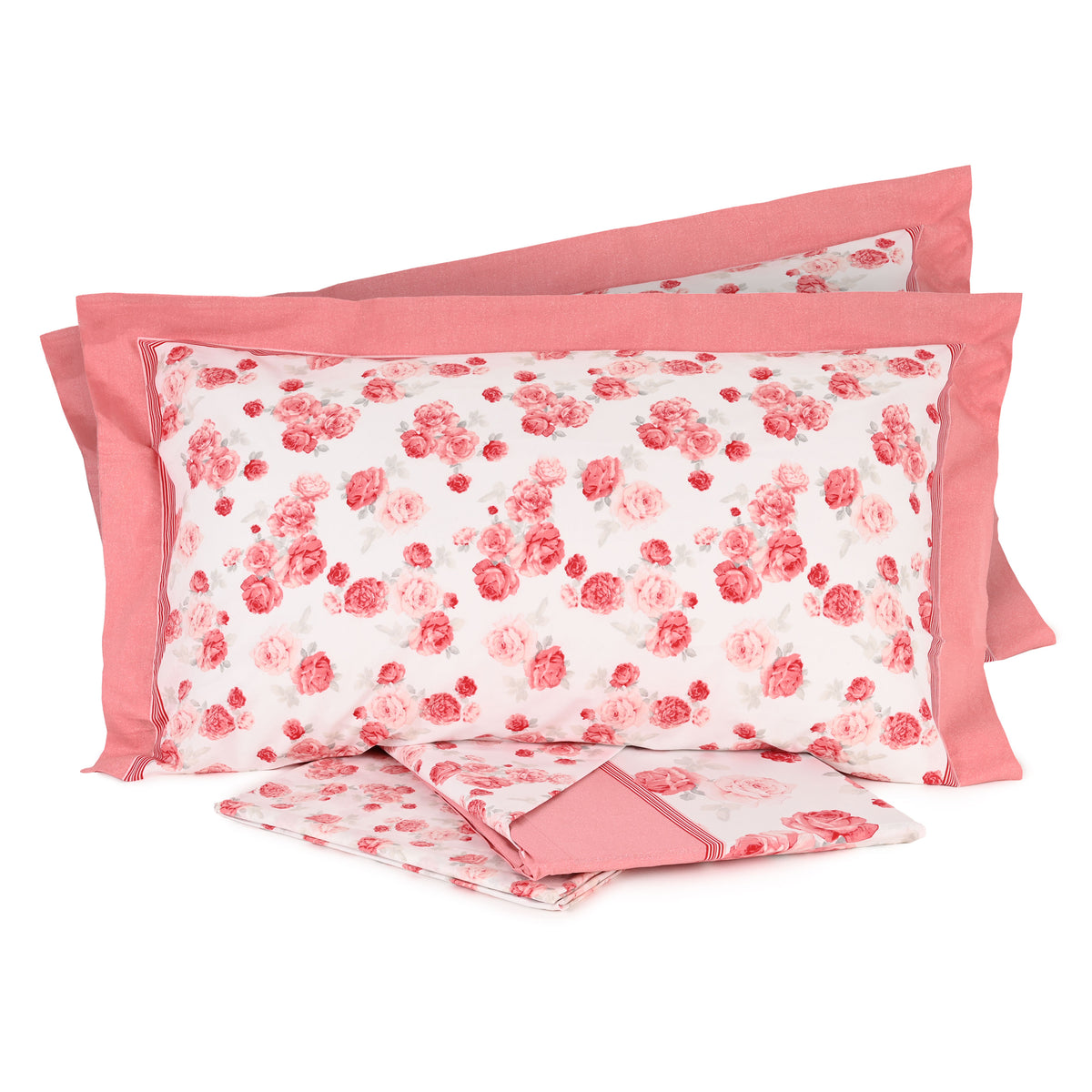 Lenzuola letto 100% cotone percalle D17 Preziosa Portovenere corallo