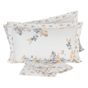 Lenzuola matrimoniali 2 piazze cotone Preziosa Portovenere 5 beige fiori