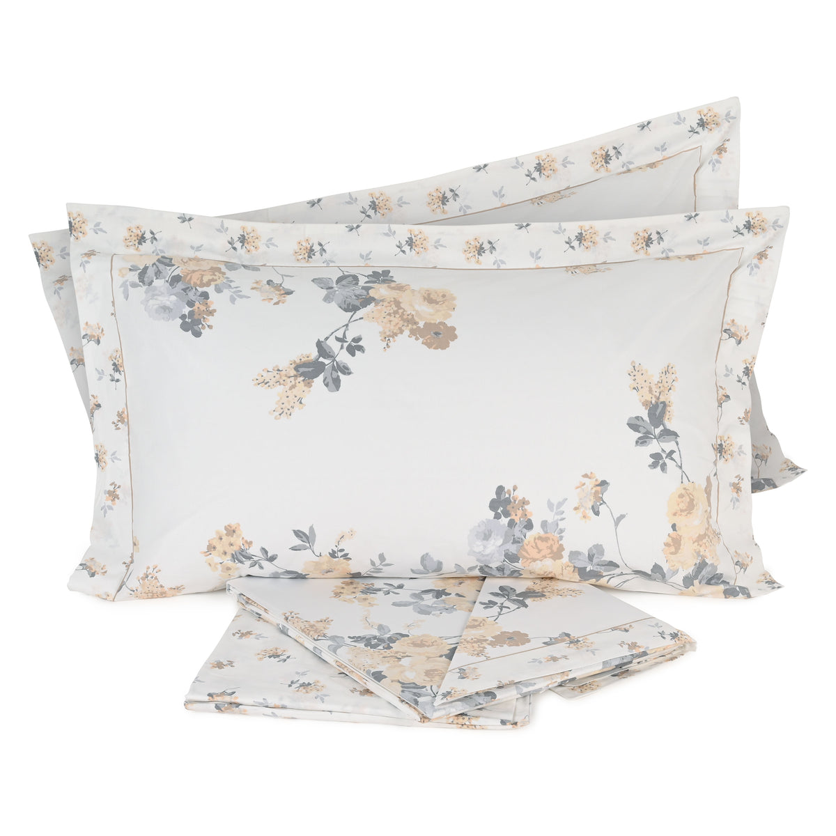 Lenzuola matrimoniali 2 piazze cotone Preziosa Portovenere 5 beige fiori