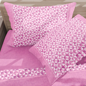Completo letto lenzuola matrimoniale calda flanella rosa Soffice D12