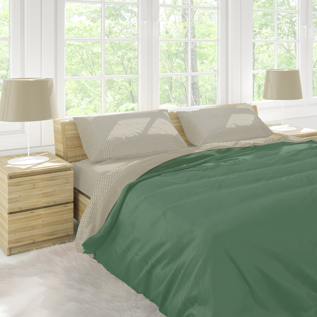 Lenzuola flanella calda rombi beige matrimoniale Soffice D13