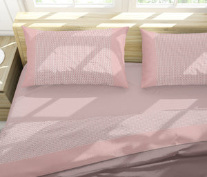 Lenzuola flanella calda rombi rosa matrimoniale Soffice D13