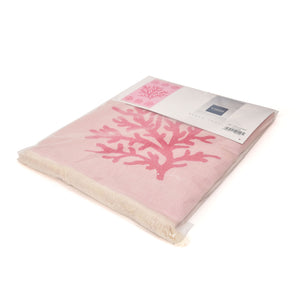 Telo mare Vingi spugna "Portofino" double face rosa e magenta con frange 100% cotone