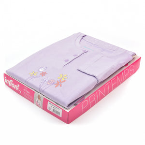 Pigiama donna cotone 100% Infiore 1225 fiori cuori lilla