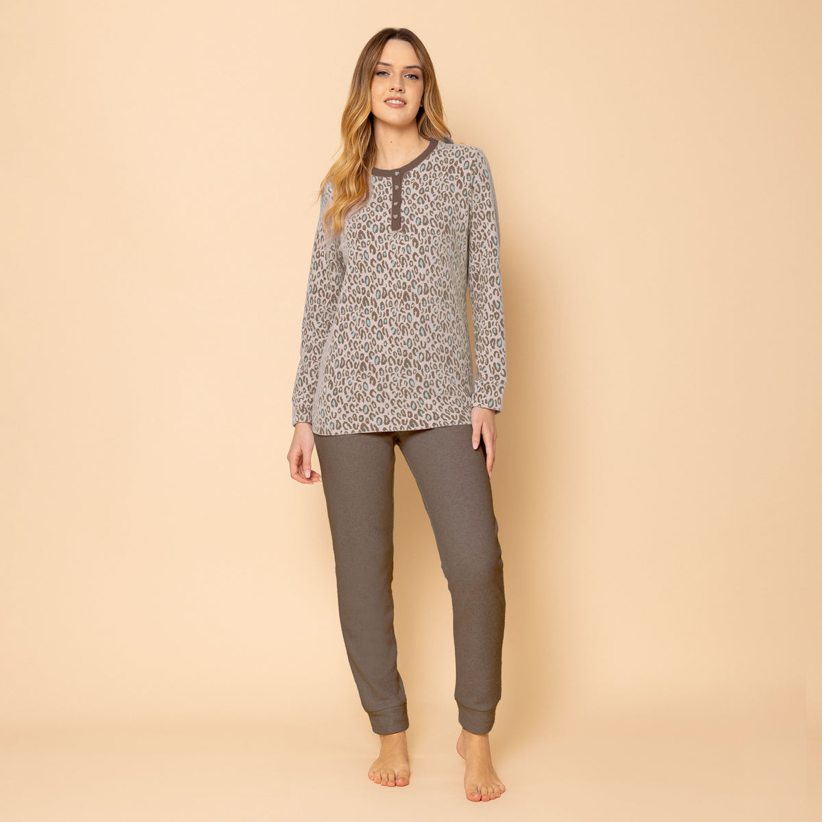 Pigiama donna punto milano leopardato Irge PTD 13