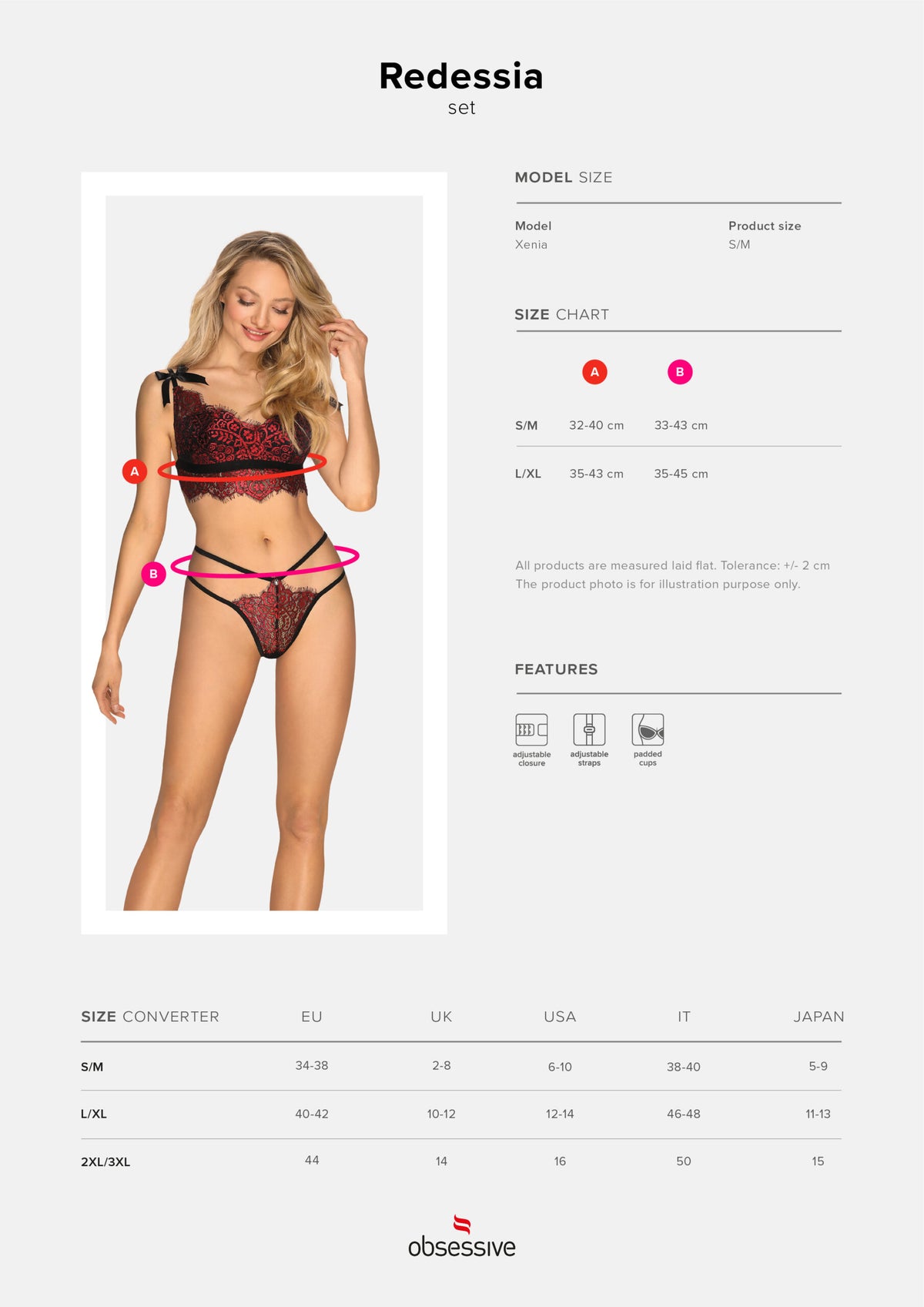 Coordinato sexy rosso pizzo bralette + perizoma Redessia