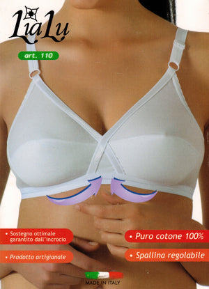 Reggiseno classico senza ferretto LiaLu 110 ad incrocio puro cotone 100% 