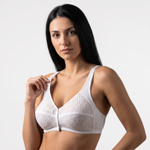 Reggiseno senza ferretto Gios Carmen cotone pizzo ganci frontali