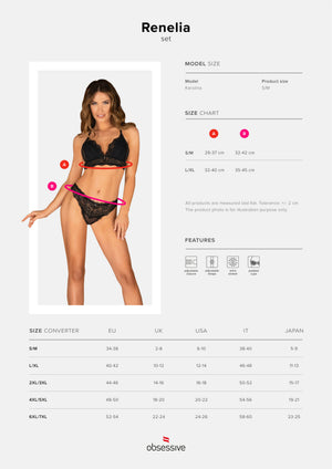 Completino intimo 2 pcs set sexy in pizzo Obsessive Renelia 