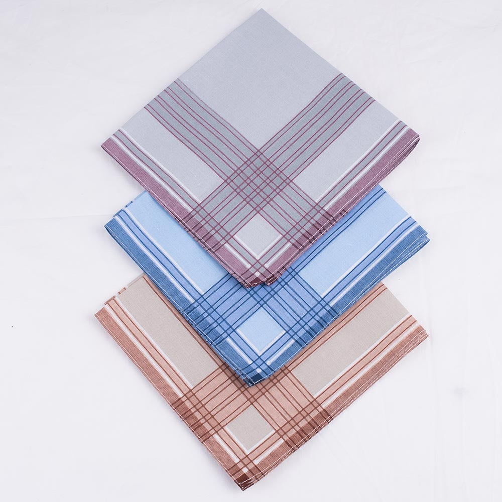 Set di 12 fazzoletti da naso colorati rigati 100% cotone