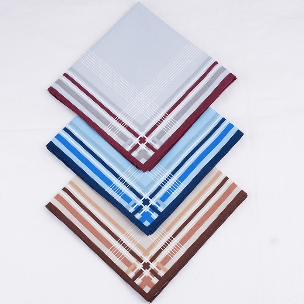 Set di 12 fazzoletti da naso a fantasia rigata 100% cotone
