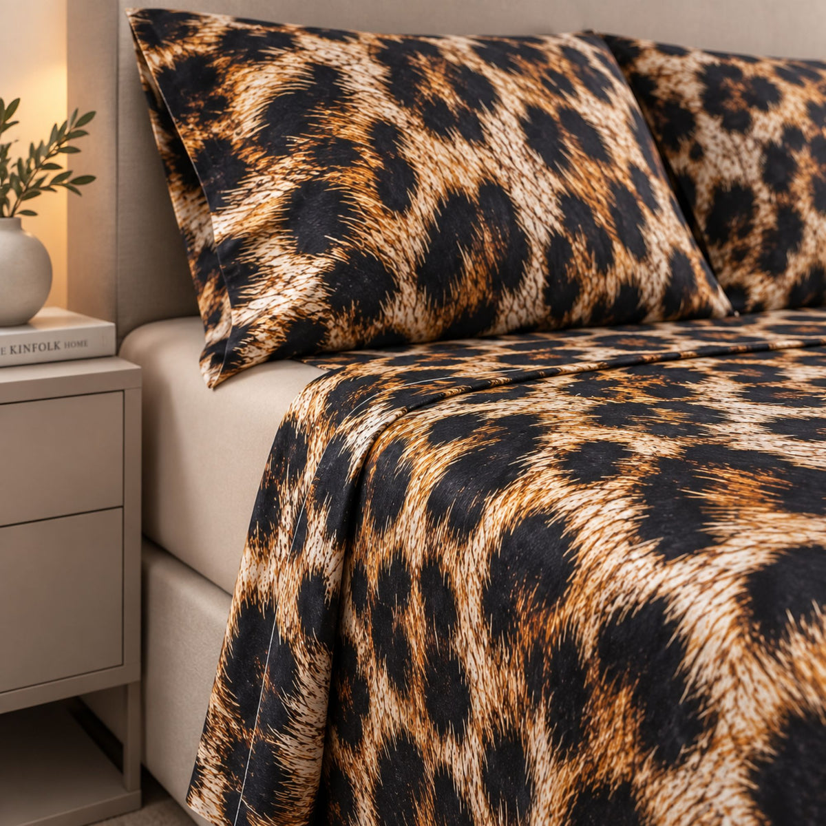 Completo letto leopardato Riviera 100% cotone percalle LN1825 maila