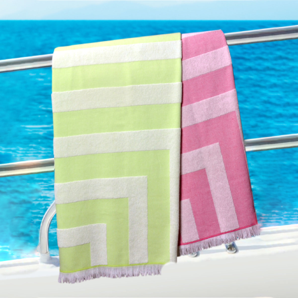 Telo mare Vingi spugna "Rombo" con frange 100% cotone