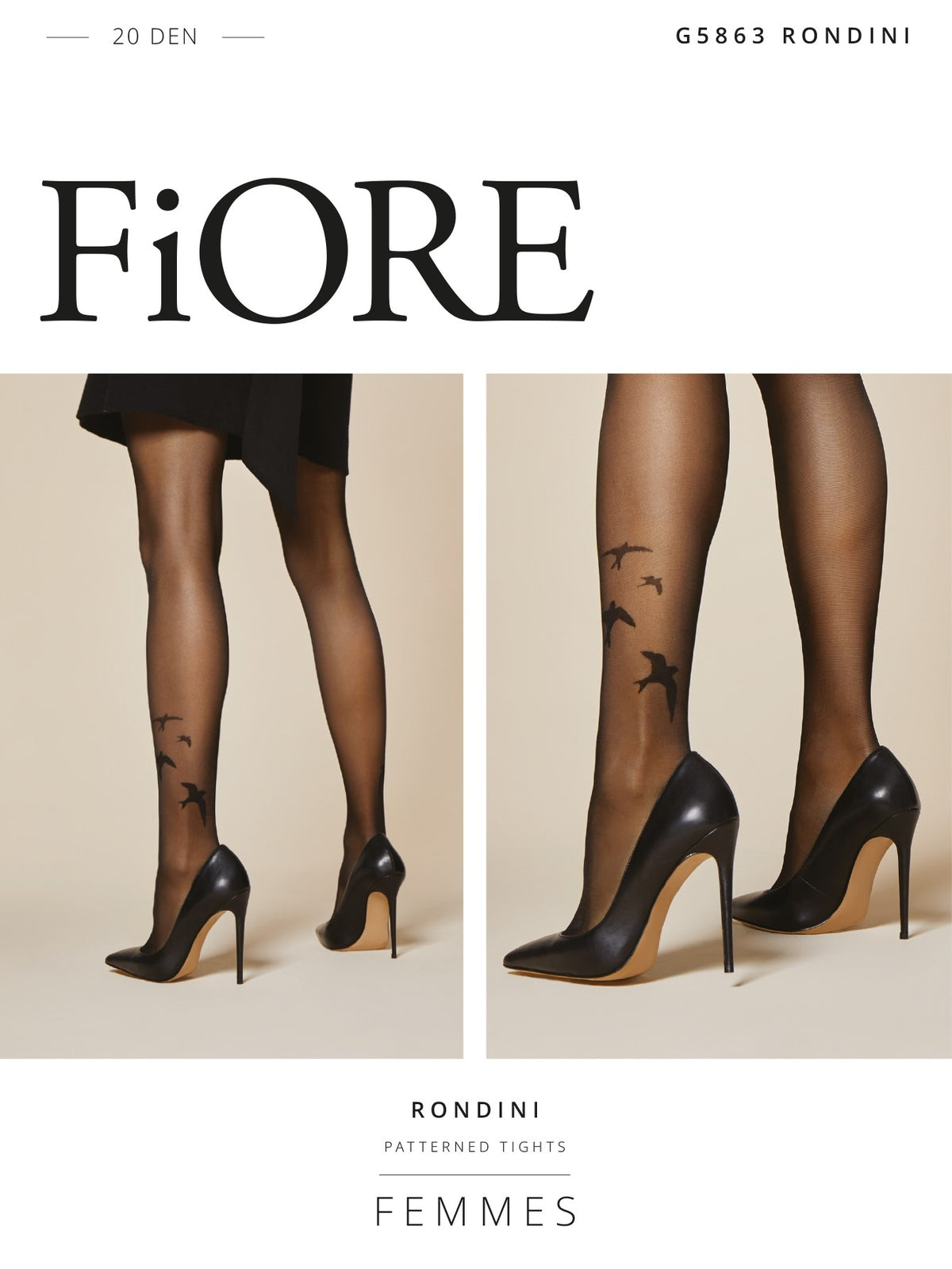 Collan donna Fiore Rondini 20 den nero con rondini