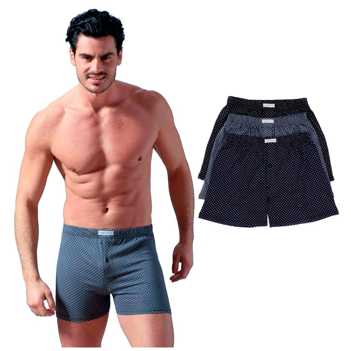 Boxer uomo in 100% cotone Rossoporpora 207 fantasia 3 pezzi 