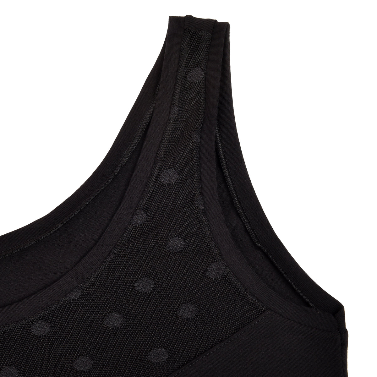 Canotta donna moda Rossoporpora db735 trasparente a pois