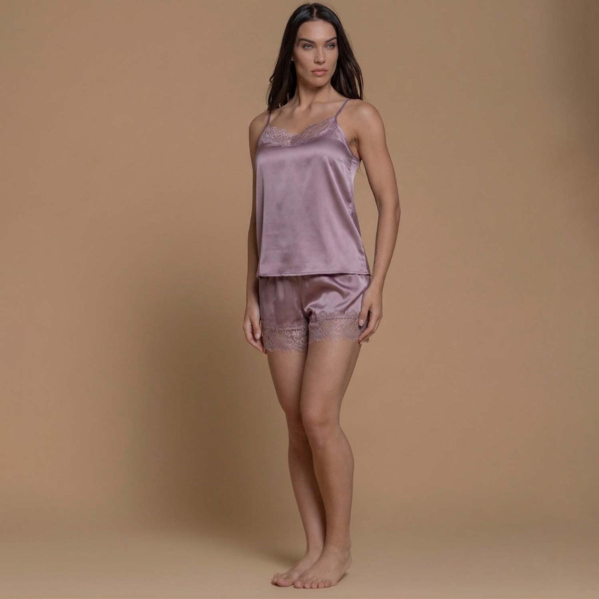 Pigiama donna corto raso e pizzo Biancaluna RS77220