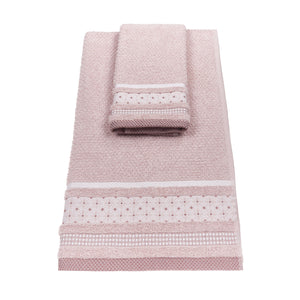 Vingi set asciugamani viso + ospite cotone Rubino rosa