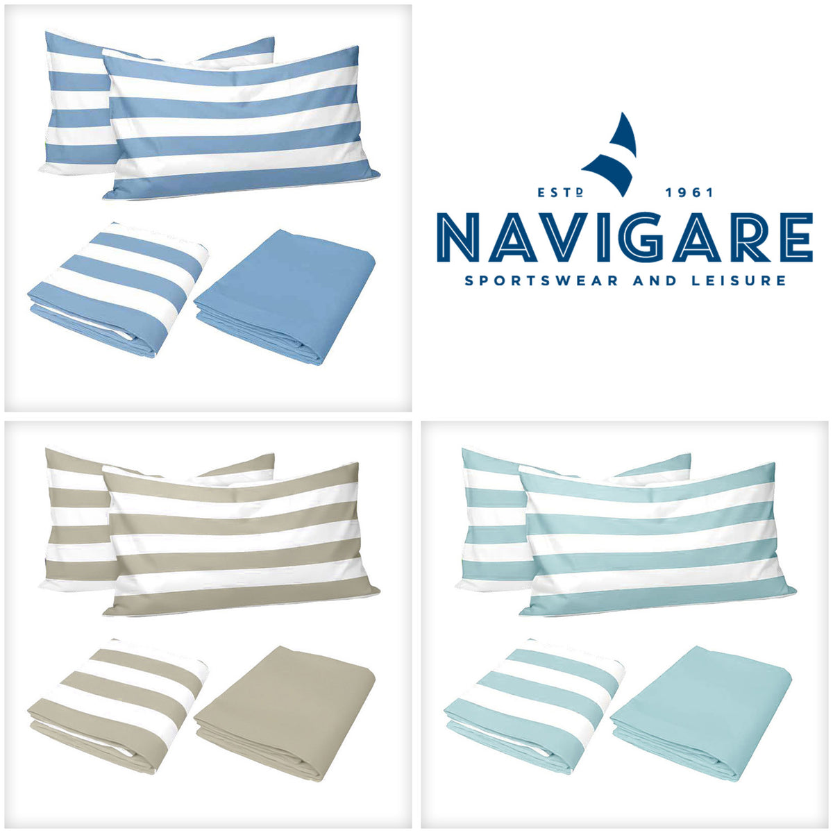 Completo letto Navigare sailing rigato 100%cotone
